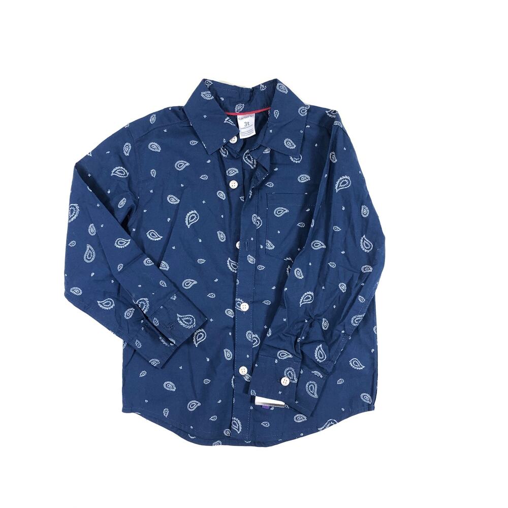 BOYS PAISLEY PRINT BUTTON DOWN TOP SIZE 3T